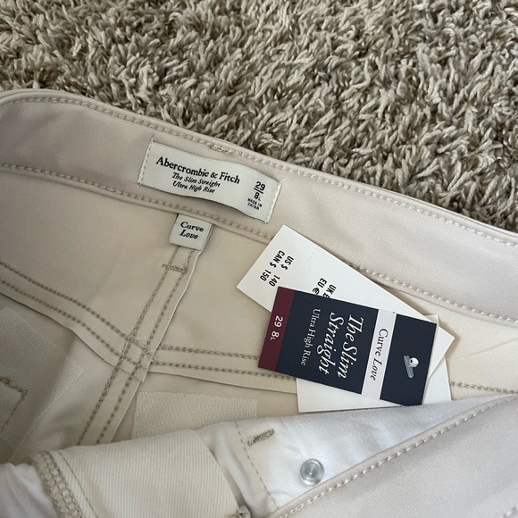 NWT!! Abercrombie Mixed Fabric 90s The Slim Straight Ultra High Rise Curve Love - Picture 12 of 14